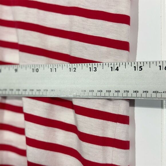 Ralph Lauren Red White Striped V-Neck T-Shirt Medium Classic Polo Pony Logo - Picture 4 of 7